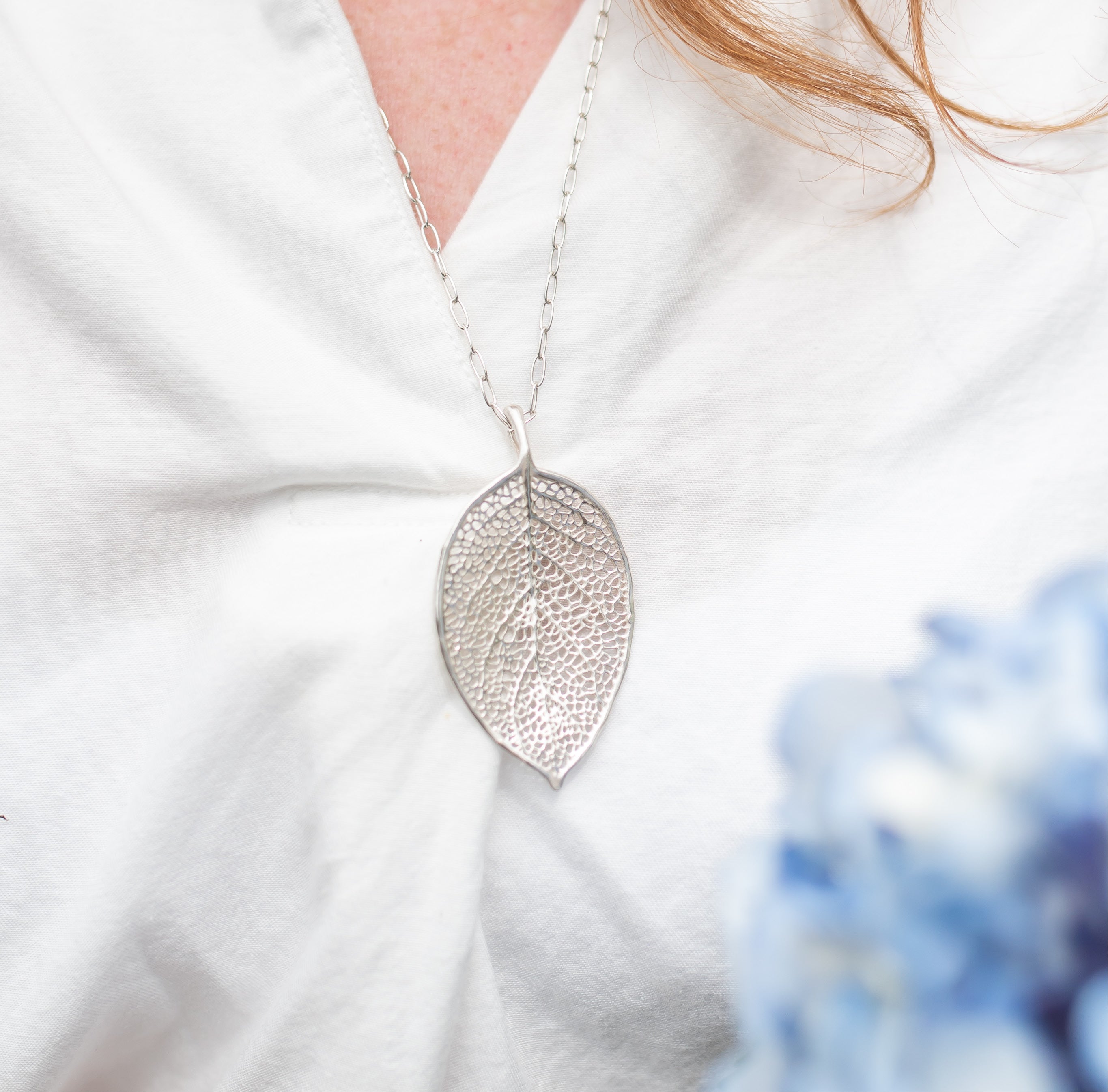Large Delicate Leaf Necklace - Gold and Silver – Krista Knickerbocker  Designs