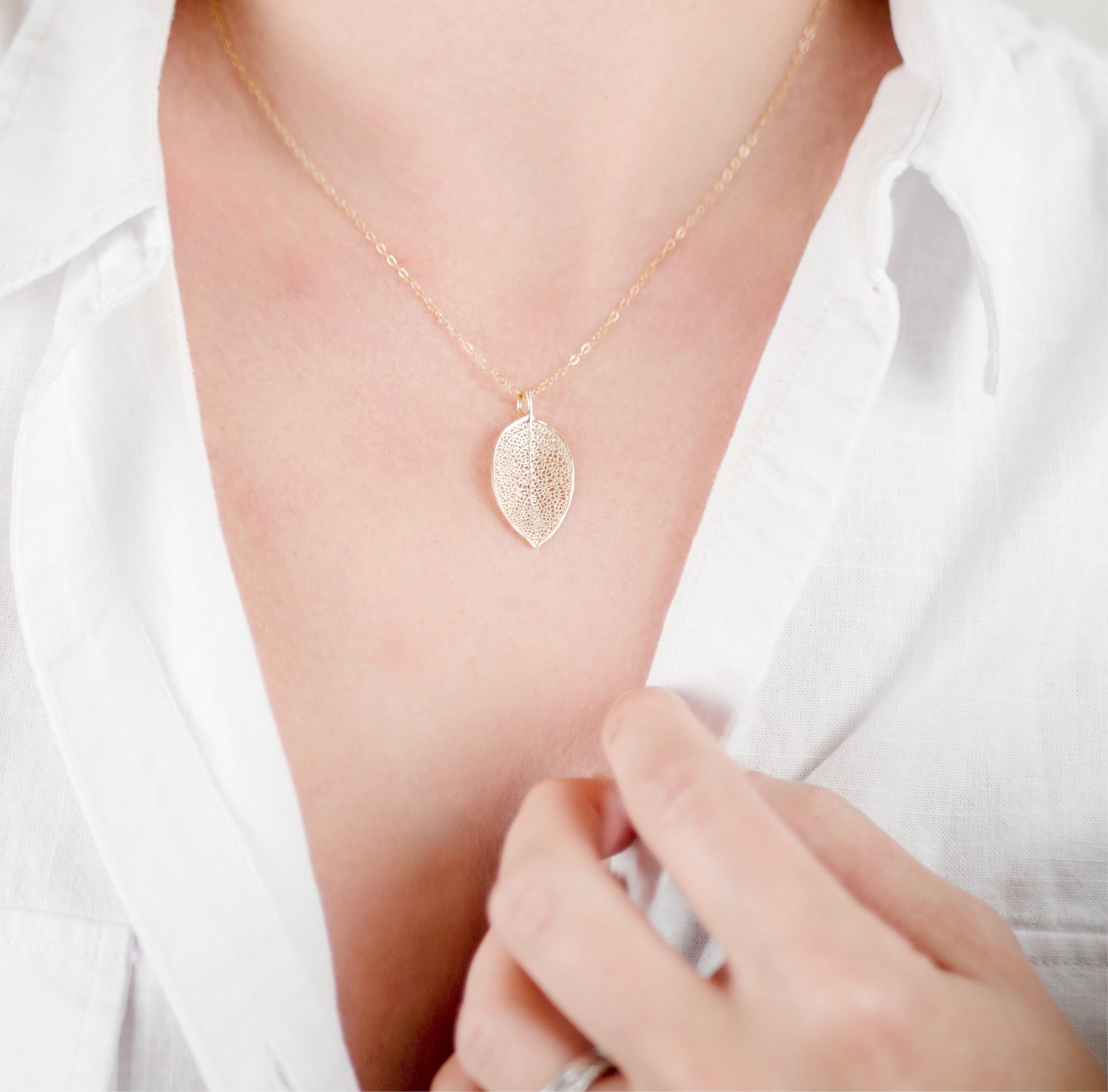 Small Leaf Necklace for Women